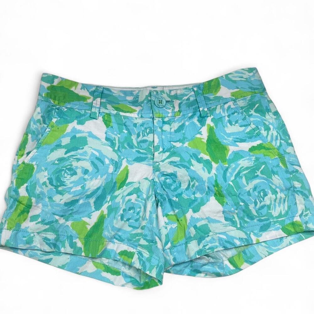 Lilly Pulitzer Callahan Shorts-Coastal Preppy Vibes- Size 4- Blue Green Floral